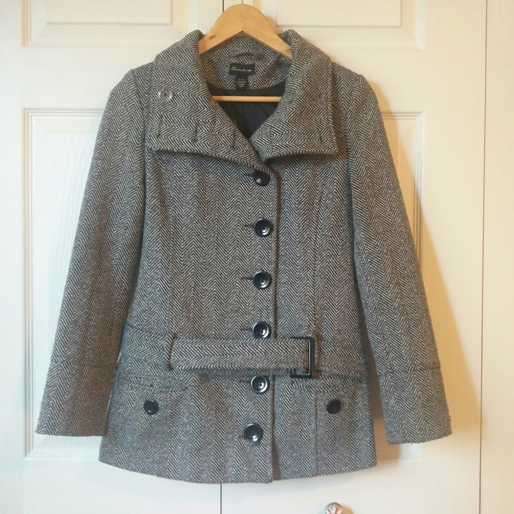 Seductions Herringbone Peacoat - Picture 2 of 11